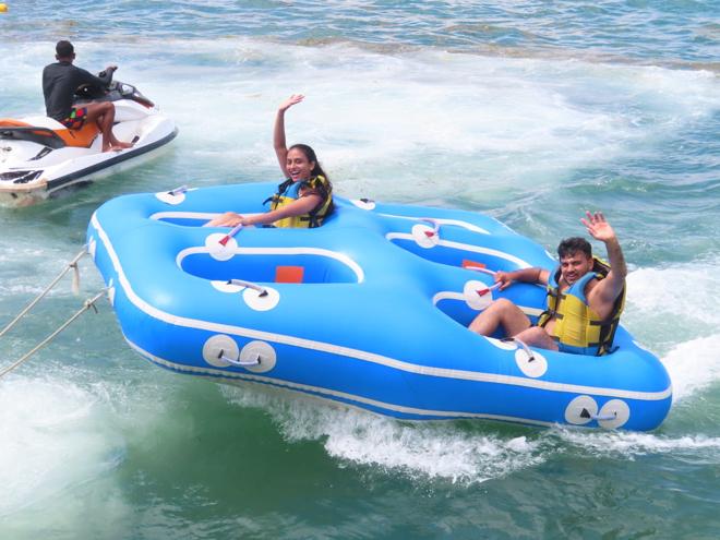 Nusa Dua Water Sports Extravaganza: Parasailing, Tubing, Banana Boat and Fly Fish Adventure